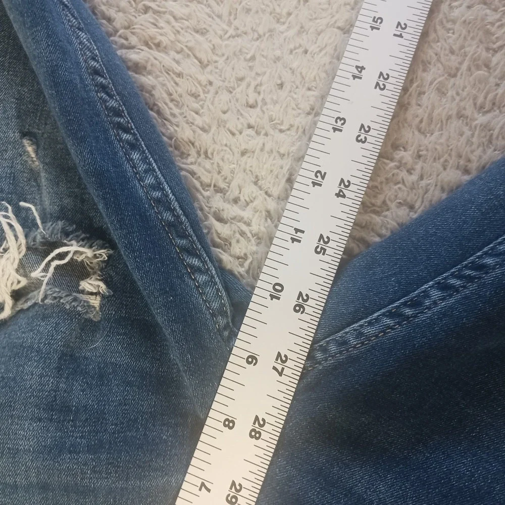 Zara Z1975 Basic Denim Womens  6 Blue Distressed Ripped‎ Slim Jeans Grunge Y2K